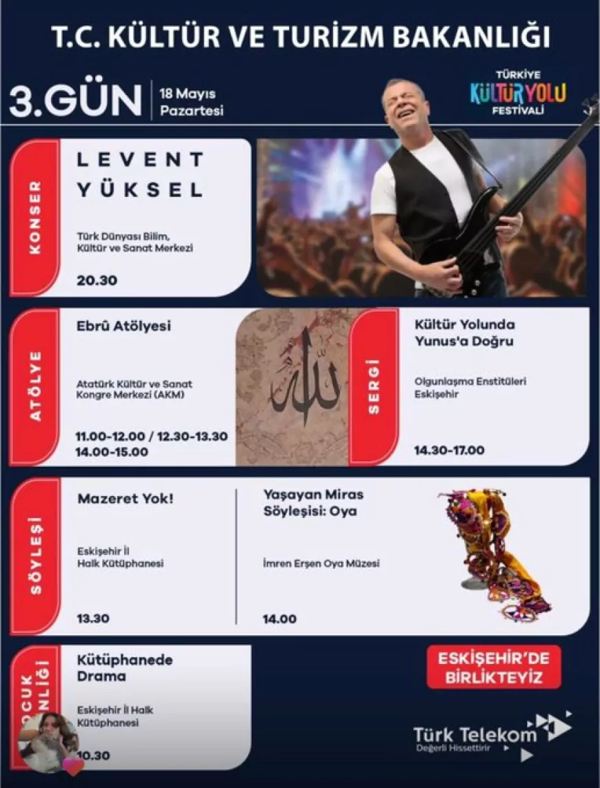 Eskişehir Kültür Yolu Festivali’nde Üçüncü Gün Konserler, Sergiler ve Atölyelerle Devam Etti