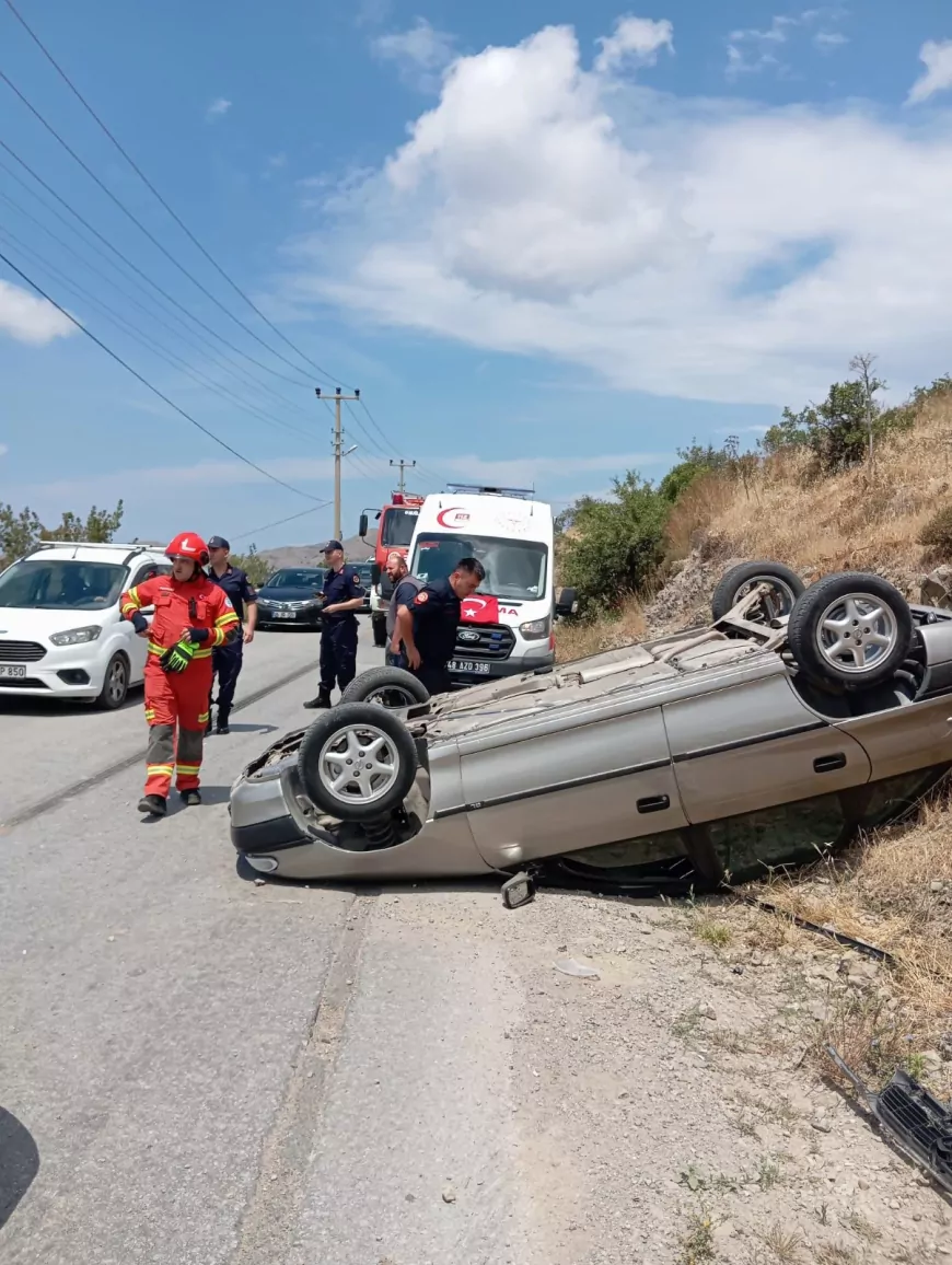 Muğla Bodrum’da Takla Atan Otomobil Kazasında Can Kaybı Yaşanmadı