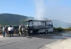 Bodrum Güvercinlik’te Servis Minibüsü Alevlere Teslim Oldu Araç Kullanılamaz Hale Geldi