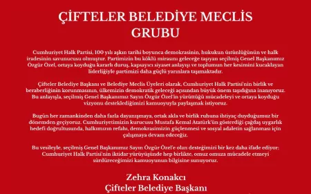 Çifteler Belediye Başkanı Zehra Konakcı ve CHP’li Meclis Üyelerinden Genel Başkan Özgür Özel’e Destek Açıklaması