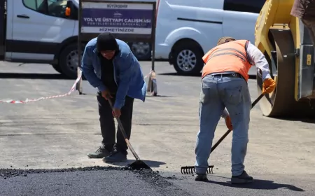 Şanlıurfa Büyükşehir Belediyesi Eyyübiye’de Gıda İmalatçılar Sitesi Yolunu Sıcak Asfaltla Yeniliyor