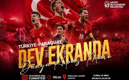 Hatay Büyükşehir Belediyesi Türkiye–Paraguay Maçı İçin Antakya’da Dev Ekran Etkinliği Düzenliyor