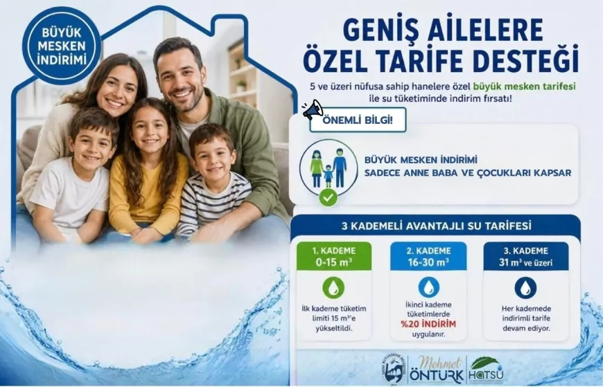 Hatay’da Geniş Ailelere Yönelik Su Tarifesi Yeniden Düzenlendi ve İndirim Kapsamı Genişletildi