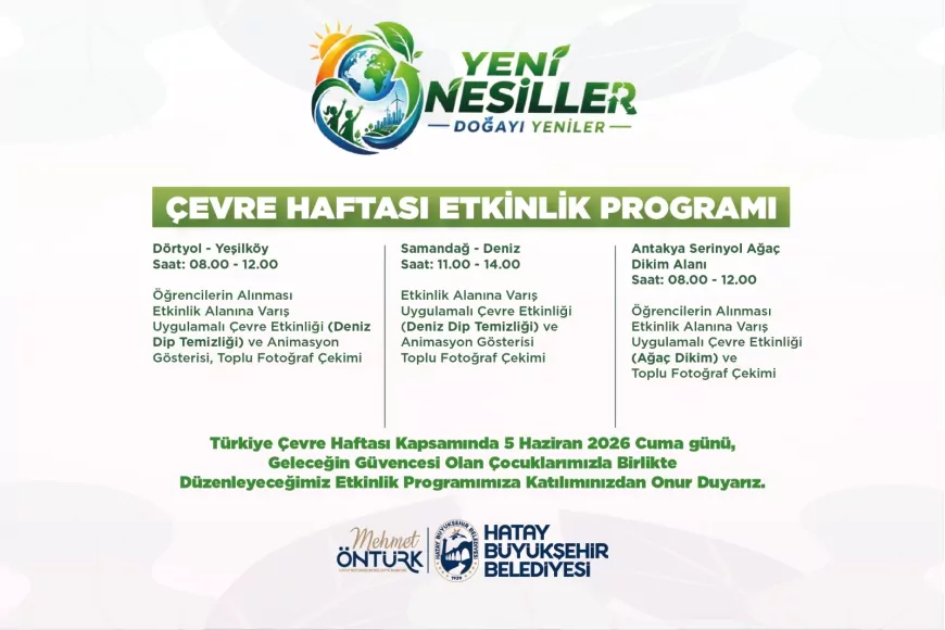 Hatay Büyükşehir Belediyesi Çevre Haftası’nda Fidan Dikimi ve Temizlik Etkinlikleri Düzenleyecek