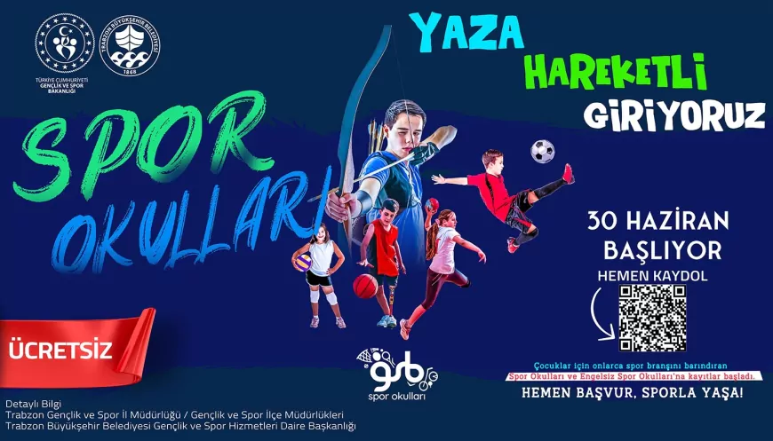 Trabzon Büyükşehir Belediyesi Yaz Spor Okulları İçin Kayıtlar Başladı, 33 Branşta Ücretsiz Eğitim Verilecek