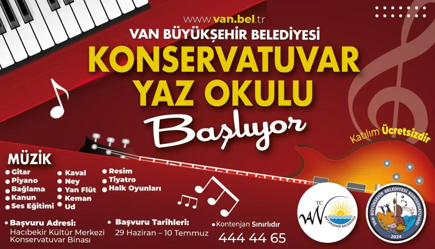 Van Büyükşehir Belediyesi Konservatuvar Yaz Okulu ile çocuk ve gençlere ücretsiz sanat eğitimi sunacak