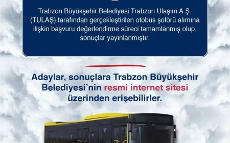 Trabzon Büyükşehir Belediyesi TULAŞ Şoför Alımında 44 Aday Belirlendi 1 Kadro İçin Kura Çekilecek