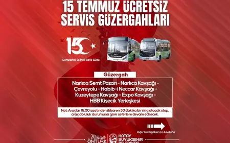HATAY BÜYÜKŞEHİR BELEDİYESİ 15 TEMMUZ ANMA PROGRAMI İÇİN ÜCRETSİZ ULAŞIM DESTEĞİ SAĞLAYACAK