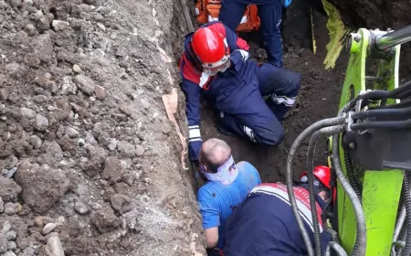 Trabzon Akçaabat’ta Göçük Altında Kalan İşçi İtfaiye Ekiplerinin Müdahalesiyle Kurtarıldı