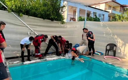 Muğla Büyükşehir Belediyesi İtfaiyesi Zamanla Yarıştı, Havuzda Kolu Sıkışan 4 Yaşındaki Çocuk Kurtarıldı