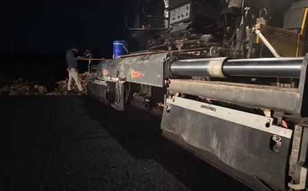 Şanlıurfa Büyükşehir Belediyesi Bozova-OSB Grup Yolunda Gece Mesaisiyle Sıcak Asfalt Çalışmalarını Sürdürüyor
