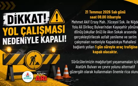 Nevşehir Belediyesi Kayaşehir Giriş ve Çıkış Güzergâhlarını Asfalt Çalışmaları Nedeniyle 1 Gün Trafiğe Kapatacak
