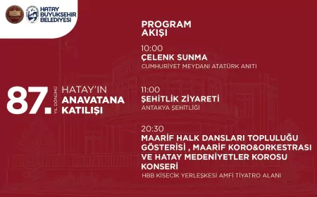 Hatay Ana Vatana Katılışının 87. Yıl Dönümünü Resmî Törenler ve Kültürel Etkinliklerle Kutlayacak