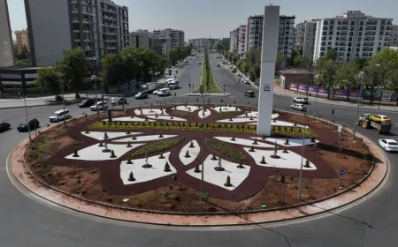Diyarbakır Büyükşehir Belediyesi Fırat Bulvarı kavşağında kurakçıl peyzaj uygulamasını tamamladı