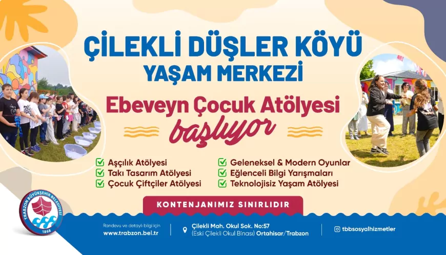 Trabzon Büyükşehir Belediyesi Ebeveyn Çocuk Atölyesi İçin Kayıtları Başlattı