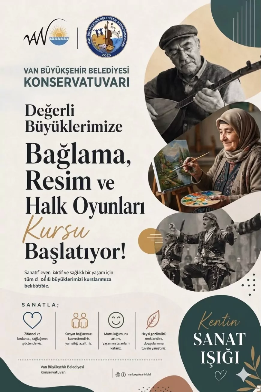 Van Büyükşehir Belediyesi Konservatuvarı Yaşlı Vatandaşları Ücretsiz Sanat Kurslarıyla Sosyal Yaşamla Buluşturuyor