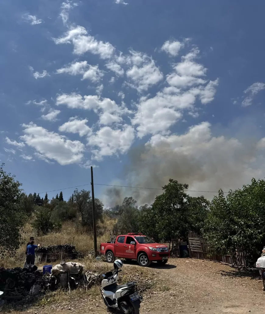 Bodrum Müskebi Mahallesi'nde Kız Yurdu Şantiyesindeki Konteyner Yangını Makilik Alana Sıçradı