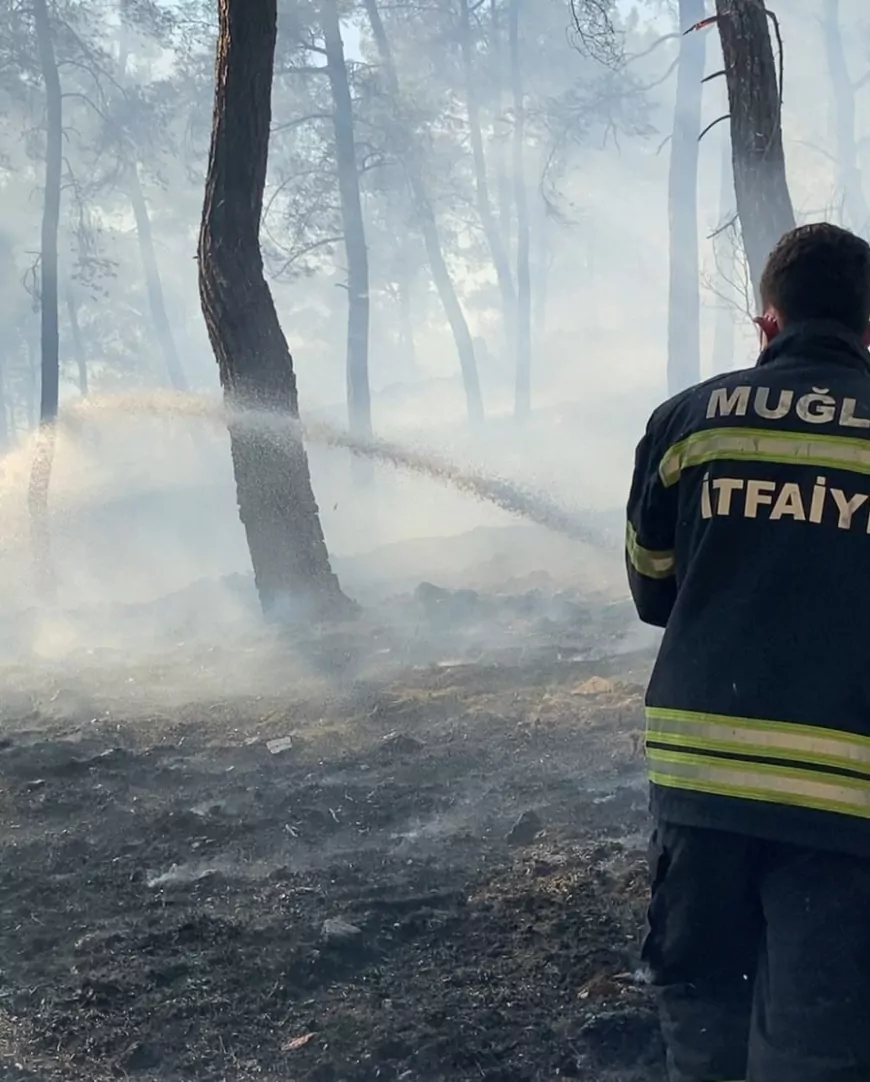 Ortaca Gölbaşı Mahallesi'ndeki Ormanlık Alanda Çıkan Ot Yangınına Ekiplerin Müdahalesi Sürüyor