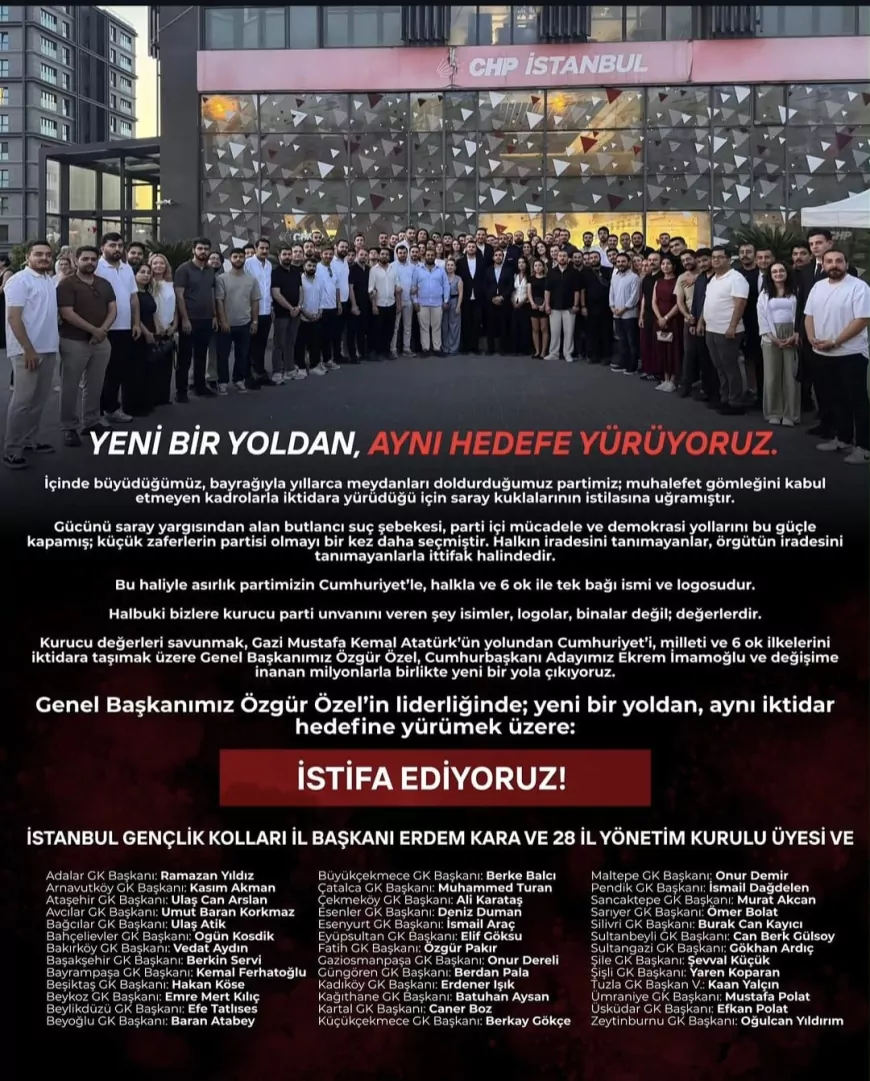 CHP İstanbul Gençlik Kolları'nda Toplu İstifa İddiası: Erdem Kara ve Çok Sayıda İlçe Başkanının Ortak Bildirisi Gündem Oldu
