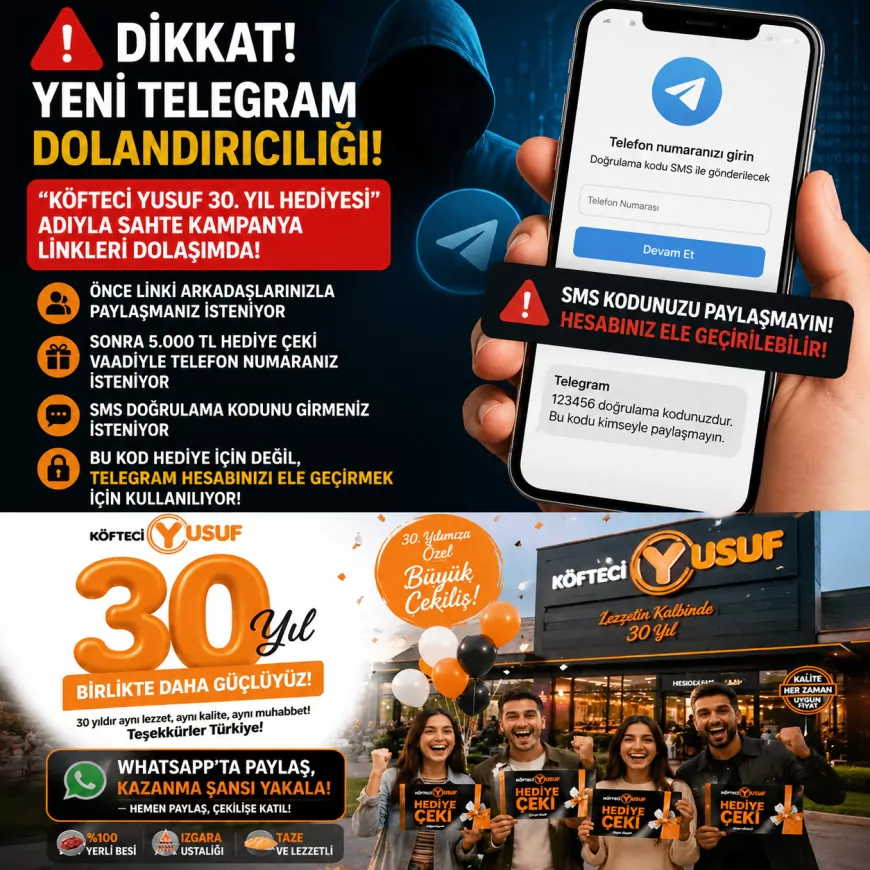 Telegram Hesaplarını Hedef Alan Sahte “Köfteci Yusuf 30. Yıl Hediyesi” Kampanyasına Karşı Kritik Uyarı