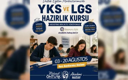 Hatay Büyükşehir Belediyesi Gençlerin Eğitim Yolculuğuna Destek Veriyor LGS ve YKS Kursu Kayıtları 20 Ağustos'a Kadar Sürecek