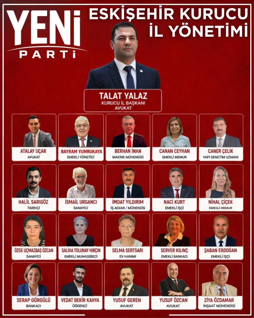 YENİ Parti Eskişehir Kurucu İl Yönetimi: “Adalet, demokrasi, liyakat ve halkın iktidarı için görevimize başlıyoruz”