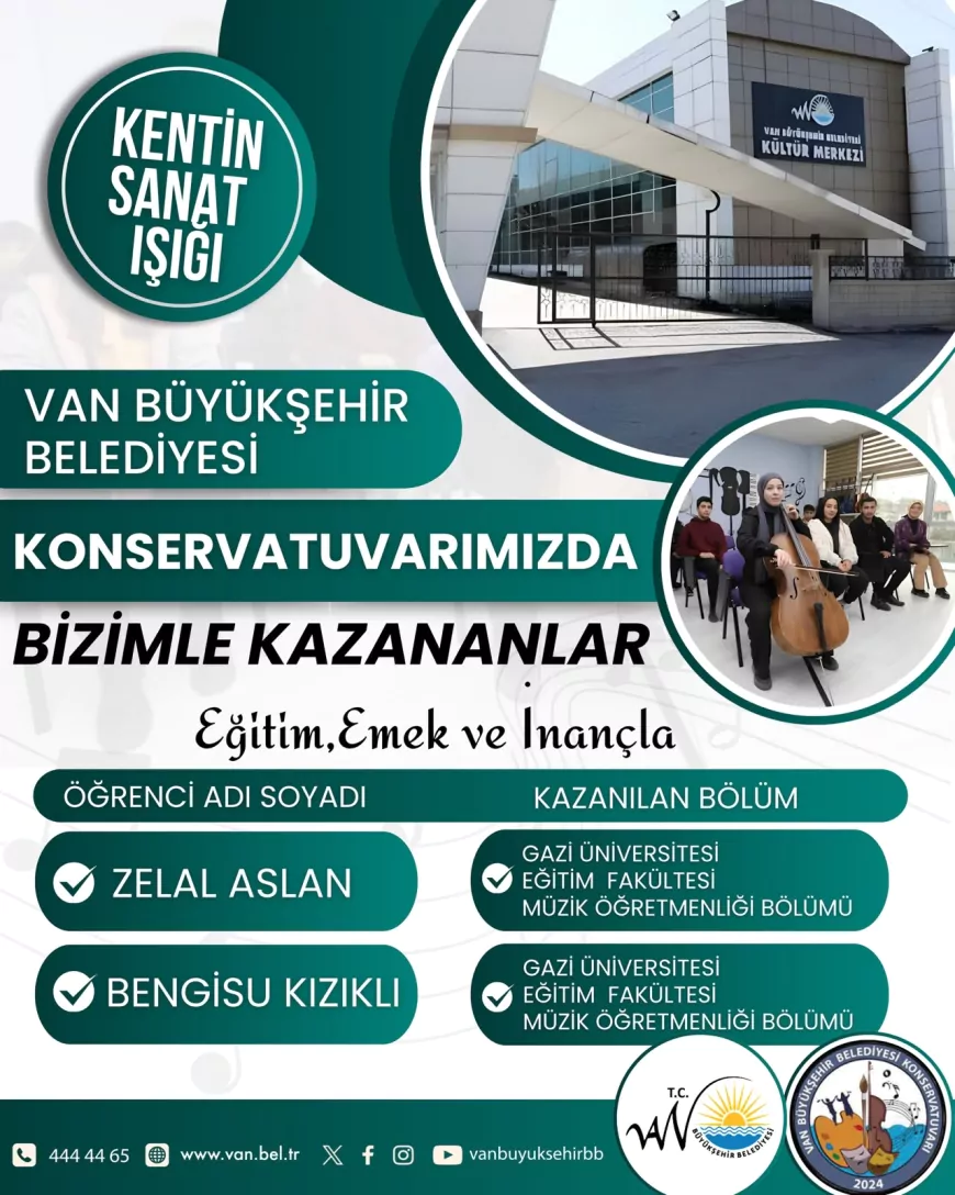 Van Büyükşehir Belediyesi Konservatuvarı öğrencilerinden üniversite sınavında başarı