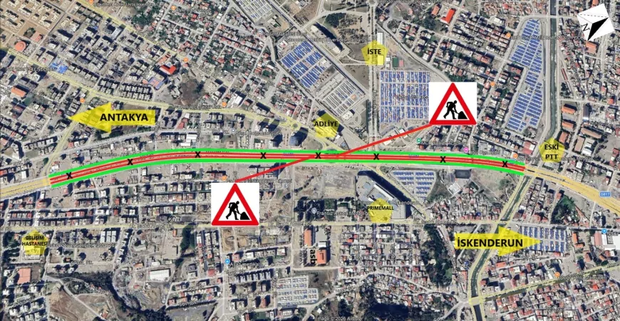 Hatay Büyükşehir Belediyesi İskenderun’da Adliye-Primemall Kavşağına Yeni Yaya Üst Geçidi Yapıyor
