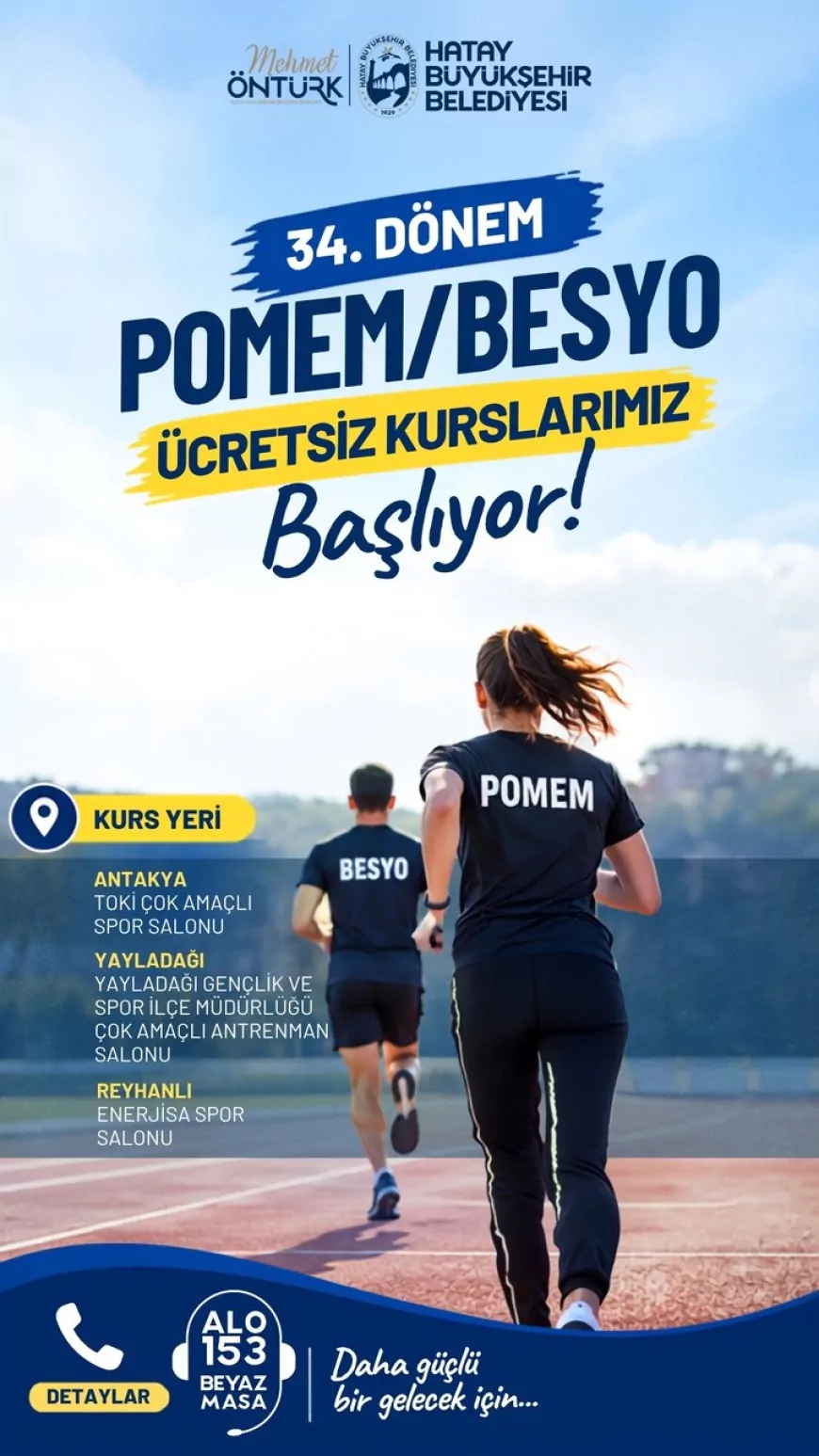 Hatay Büyükşehir Belediyesinden gençlere ücretsiz POMEM ve BESYO hazırlık kursu desteği